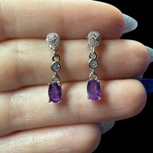 Earrings event Sterling Silver Cubic Amethyst gemstone fashion new women’s gift